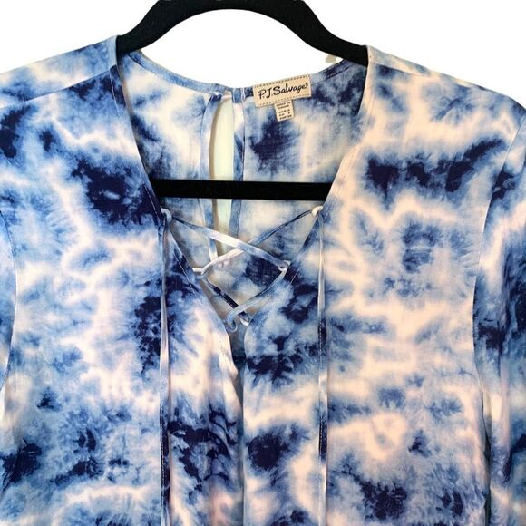 pj Salvage Womens Blue Batik Tye Dye Romper - Picture 3 of 12